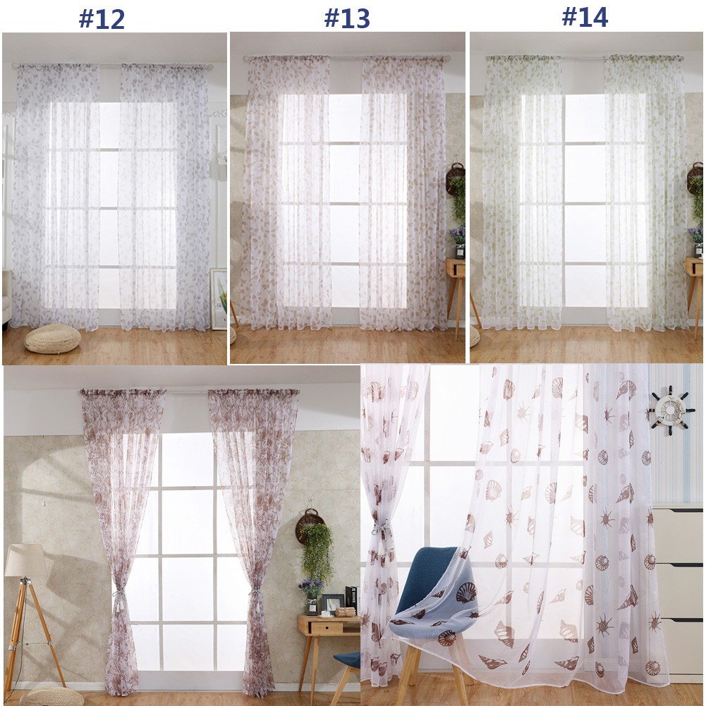 Floral Print Voile Curtains Living Bedroom Door Window Curtain Drapes