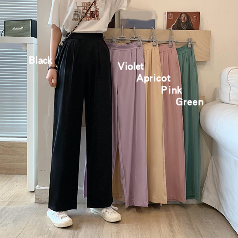 Korean Style Women Straight Leg Pants Formal Trousers Wide Leg Long Trousers Seluar Panjang Wanita Shopee Singapore
