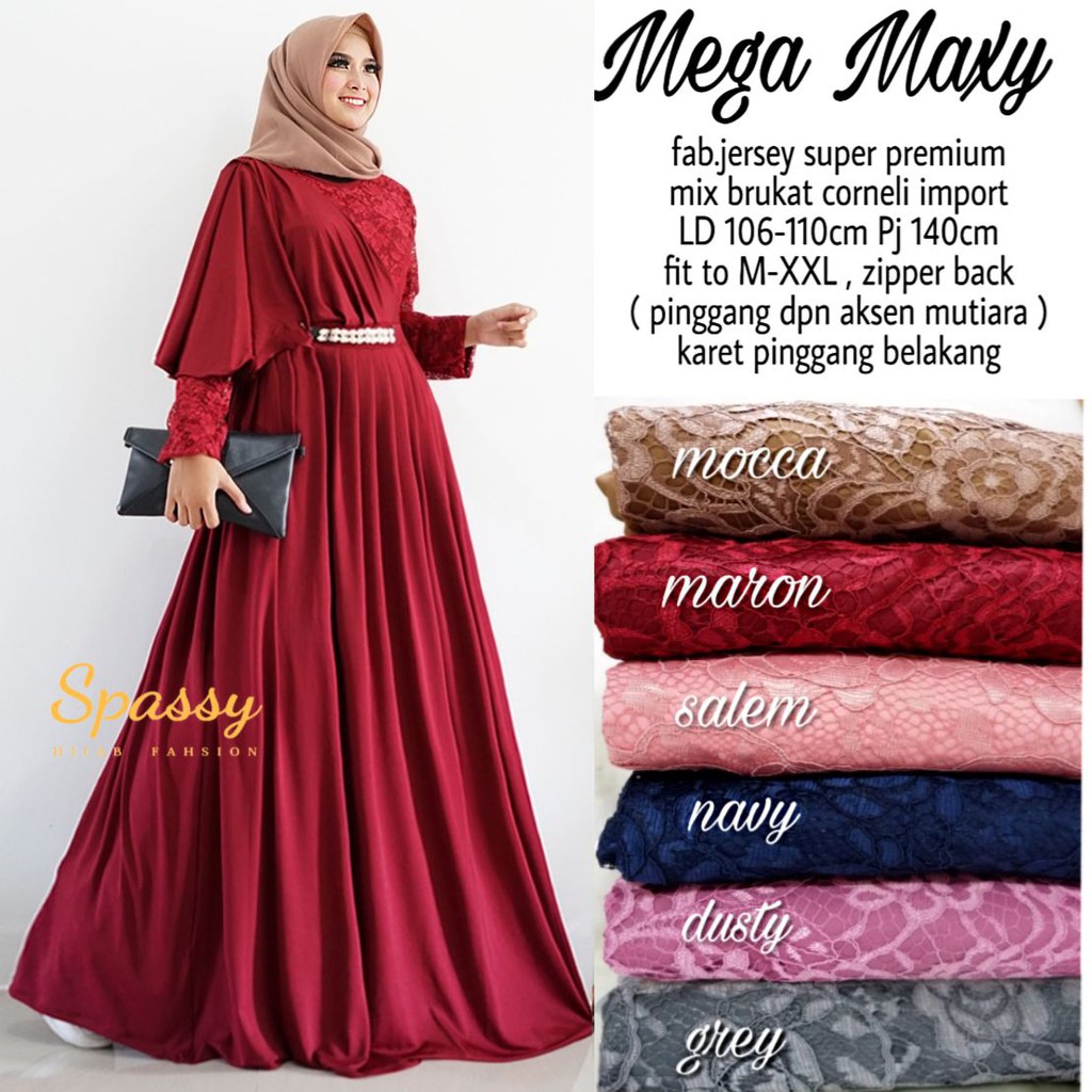 Pre Order Muslimah Mega Gown Long Sleeve Dress Red Blue Shopee Singapore