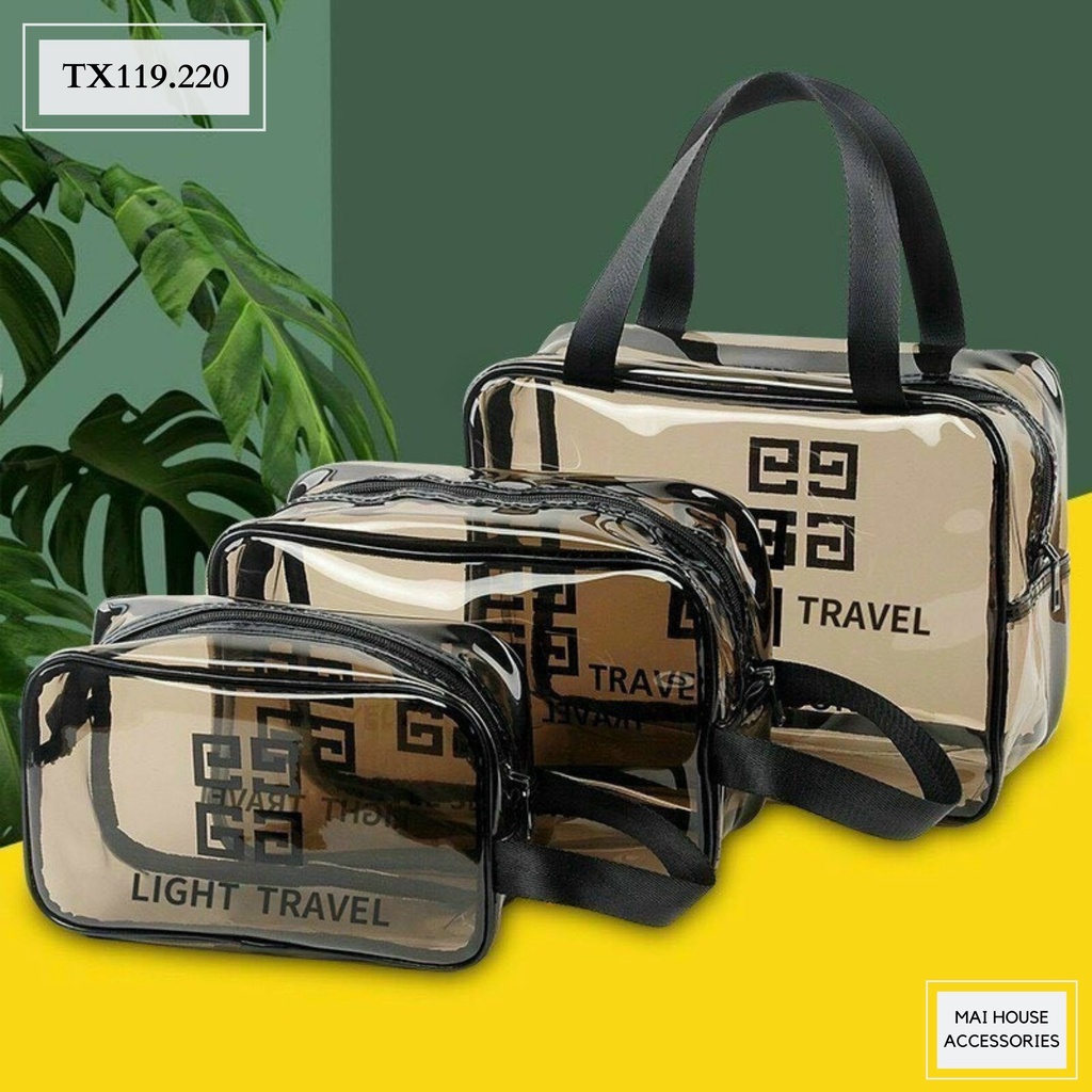 Set 3 túi trong suốt MAIHOUSE đựng đồ trang điểm đi du lịch nhỏ gọn tiện lợi xinh xắn - TX119