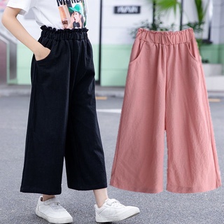 [Ready Stock] Girls Straight Wide-Leg Pants Summer 2020 New Style Korean Version Children Loose Medium Big Casual Wester