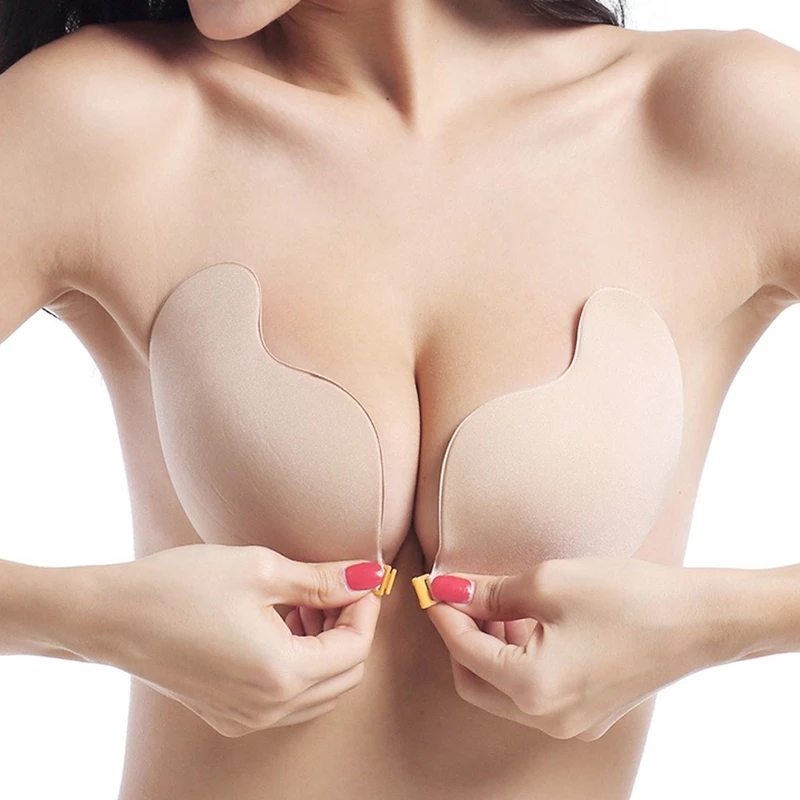 Strapless Bras for Large Breasts Nipple Cover Sticky Bra Adhesive Bra Strapless Invisible A-B, Beige Sticky Backless Bra Invisible Bra Tape Women Reusable Adhesive Bra 