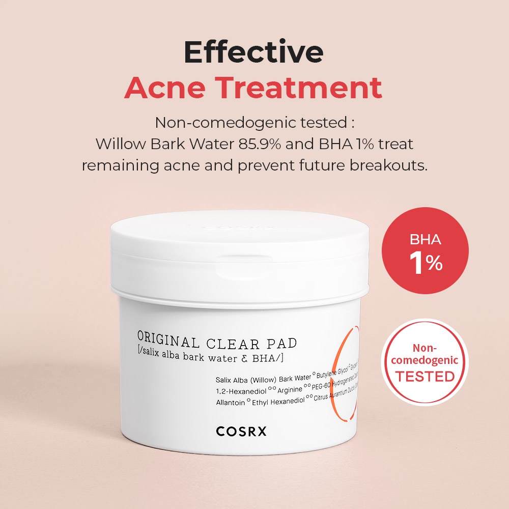 Image of [COSRX OFFICIAL] [RENEWAL] One Step Original Clear Pad (70 pads), Willow Bark Water 85.9%, BHA 1.0%, Acne Toner Pads for acne-prone, oily Skin #1