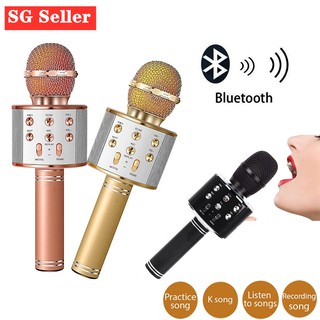 [✅SG Ready Stock] WS858 Bluetooth Wireless Condenser Karaoke Microphone Player Mic Speaker