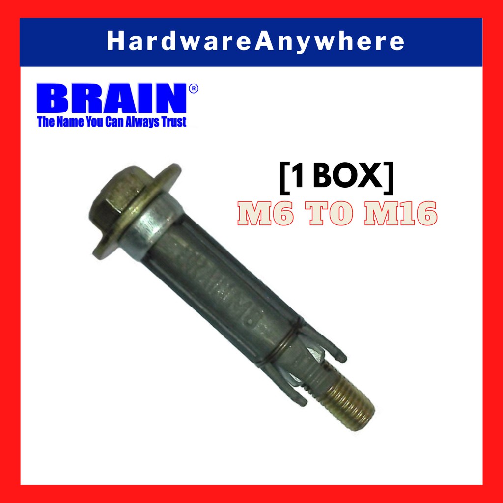 BRAIN TAC Hex Head Expansion Bolt [1 Box] Hex Nut Sleeve Anchor