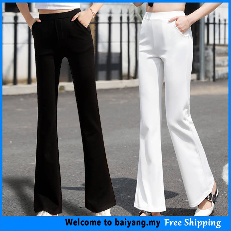 Bootcut Women Long Pants High Waist Casual Slim Palazzo Pants Seluar Perempuan Slack Wanita Muslimah Palazzo Tulang Pants Office Work Long Trousers Hitam Zumba Clothes Plus Size Shopee Singapore