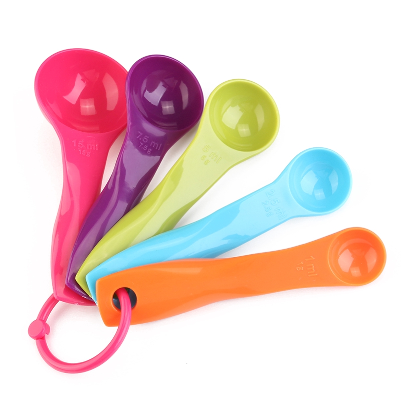 5pcs Colorful Plastic Measuring Spoons Kitchen Baking Spoons Tools in