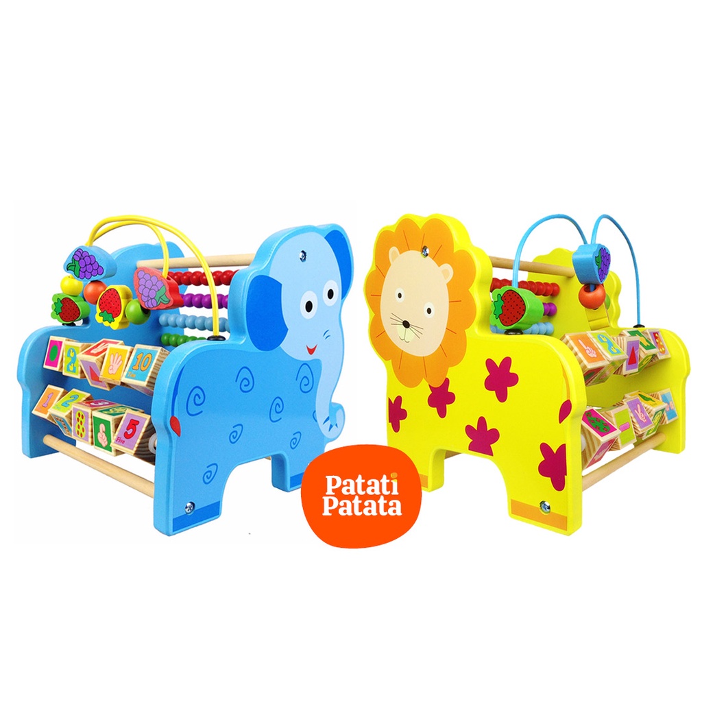 [SG Seller] Animal Beads Around Activity Rack Cube Lion Elephant