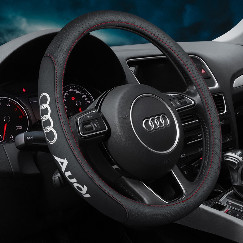 audi A1 A3 A4 A5 A6 A7 A8 Q2 Q3 Q5 Q7 Q8 TT RS3 RS4 RS5 RS Car accessories,  car steering wheel cover, non-slip handle protection cover, leather  material, breathable and