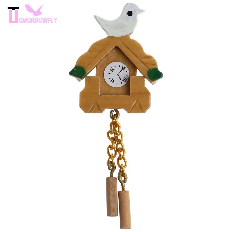 1 12 Miniature Wooden Bird Wall Clock Handicrafts Model Dollhouse