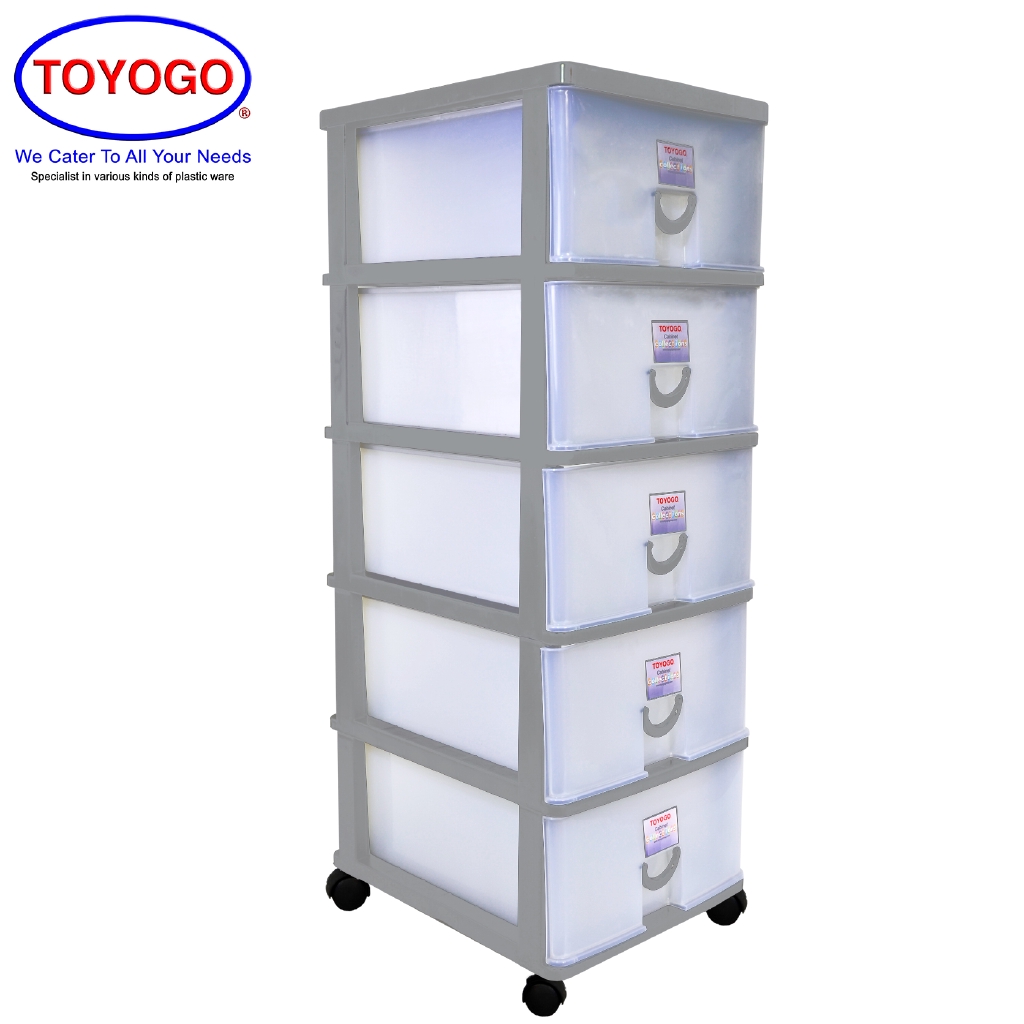 Toyogo Plastic Storage Cabinet Drawer With Wheels 5 Tier 804