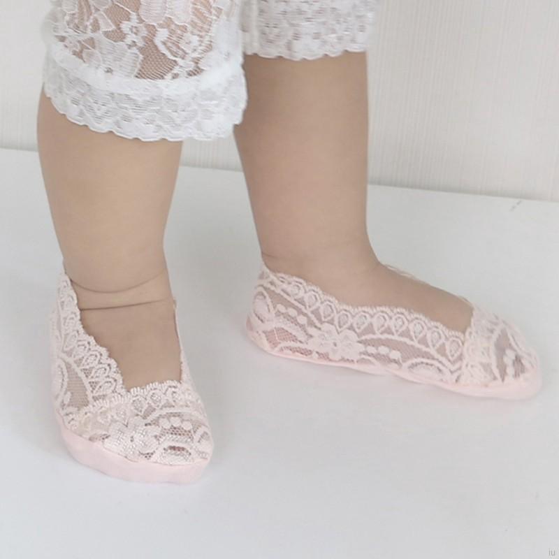 Baby Girl Boat Socks Anti-skid Strip Hollow Lace Shallow Socks #3