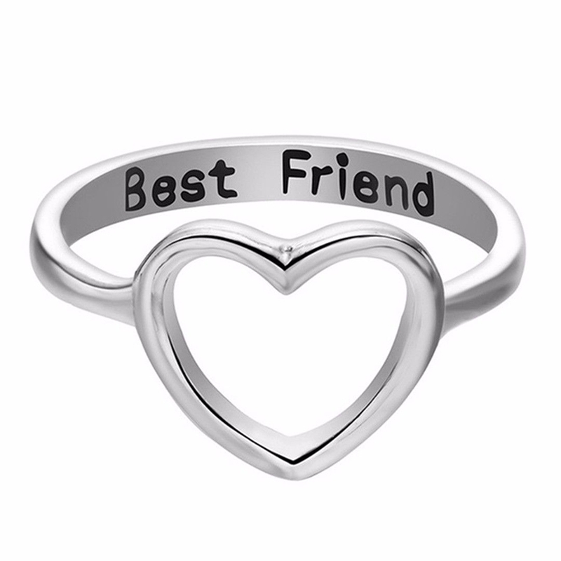 Image of Women Love Heart Best Friend Ring Promise Jewelry Friendship Rings Bands US 6-10 #2