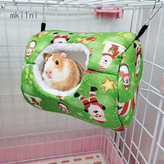 2Pcs Guinea Pig Hamster Hanging Hammock and Warm Bed Soft Mat Set Small Pet Cage Hammock Hideout Tunnel Cave Hamster Mats for Rat Ferret Guinea Pig Squirrel Small Pet 
