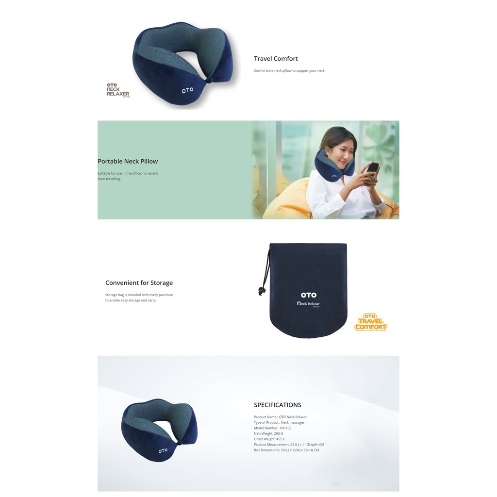 Oto Neck Relaxar Nr 103 Travel Pillows With Pouch Travel Accessory Shopee Singapore