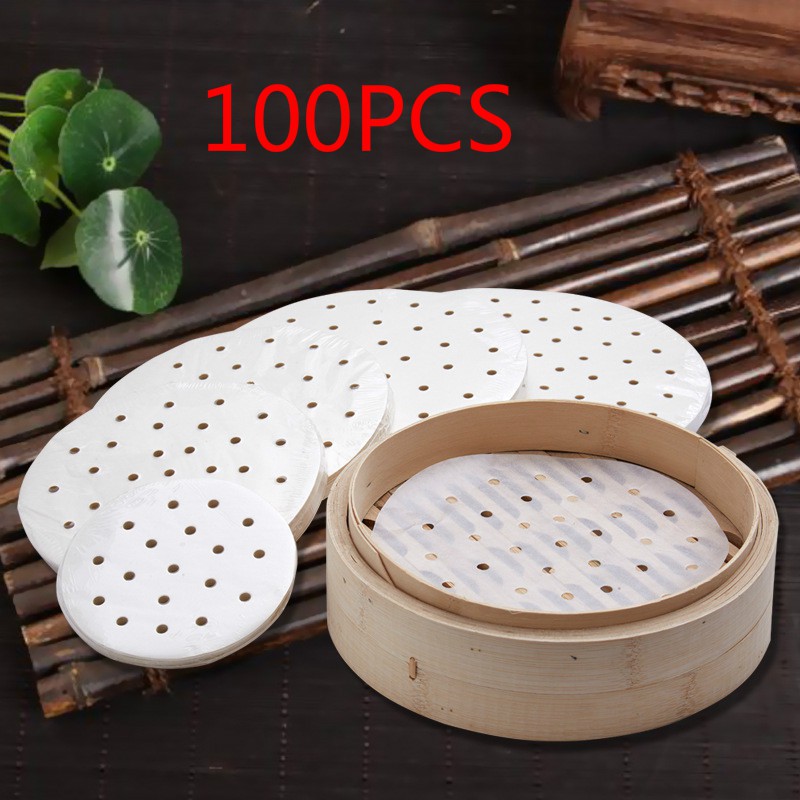 8 inch Air Fryer Liner/Bamboo Steamer Paper/Perforated Parchment Paper for Air Fryer Steaming Basket Springform Pan and More Set of 100 Air Fryer Perforated Parchment Paper 