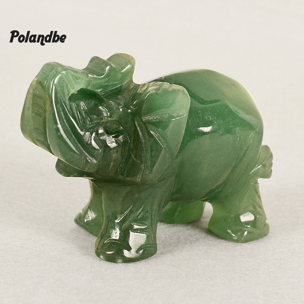 PO 5cm Hand Carved Artificial Green Aventurine Jade Stone Elephant ...
