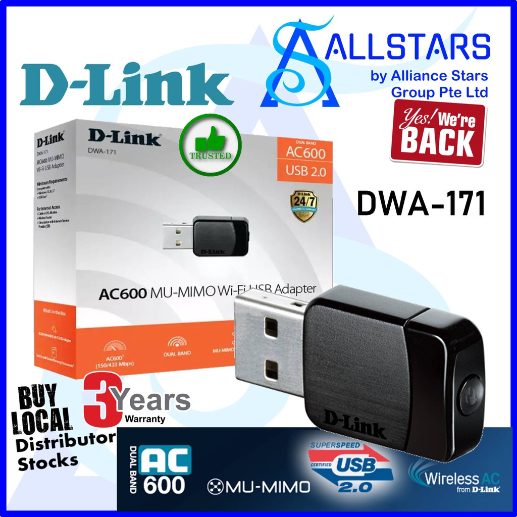DLink / DLink DWA171 / DWA171 WirelessAC600 MUMIMO WiFi USB