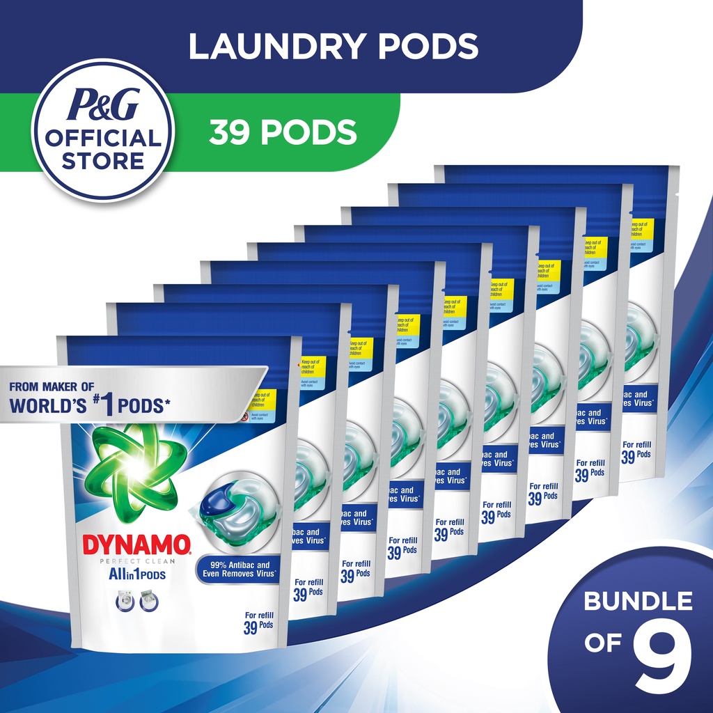 [Bundle of 9] DYNAMO Perfect Clean Laundry Pods Carton Deal 39sx9