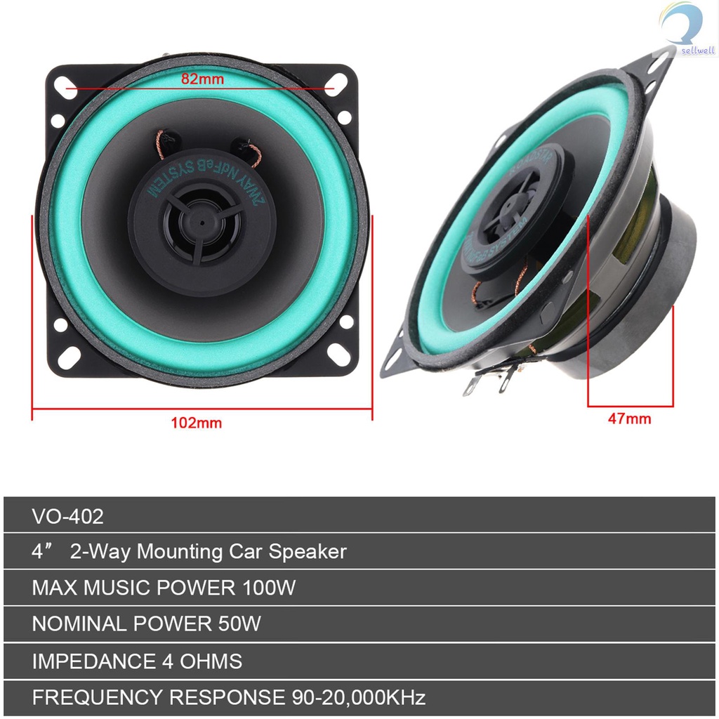 [sellwell]  4 Inch 100W Universal Car HiFi Coaxial Speaker Vehicle Door Auto Audio Music Stereo Full Range Frequnew arrive 8.23