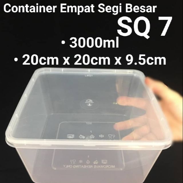 Square Food Container Sq7 3000ml Disposable Plastic Container 30pcs Four Quality Food Used Shopee Singapore