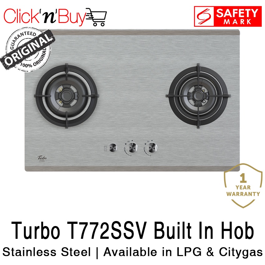 (BULKY) Turbo T772SSV Built In Hob. 77cm, 2 burner hob. With Safety