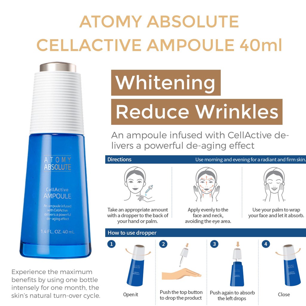 Atomy Absolute Cellactive Ampoule Improve Skin Texture Reduce Wrinkle Whitening Shopee Singapore