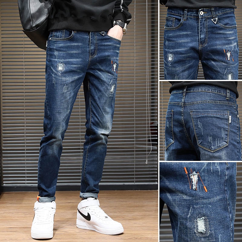 Slim Fit Men Fashion Jeans Stretchable Denim Cool Design High Quality Shopee Singapore