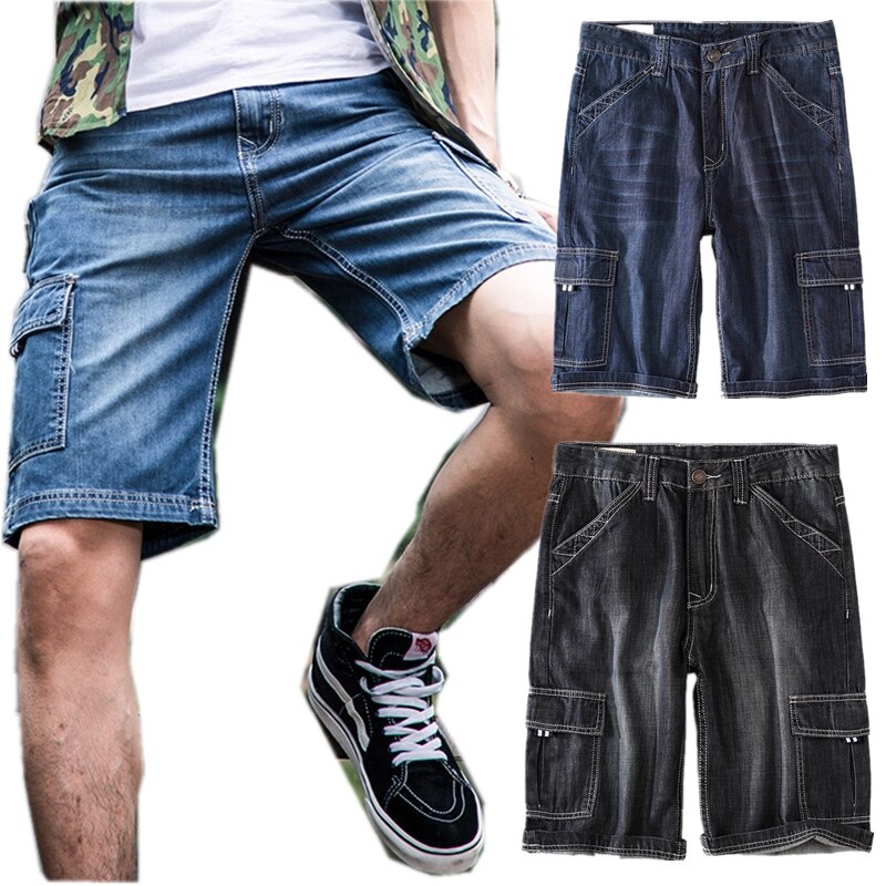 Mens Denim Cargo Shorts Summer Jeans Men Casual Baggy Big Size 42 44 46 48 Bermuda Masculina Male Fashion Cotton Men Short New Shopee Singapore