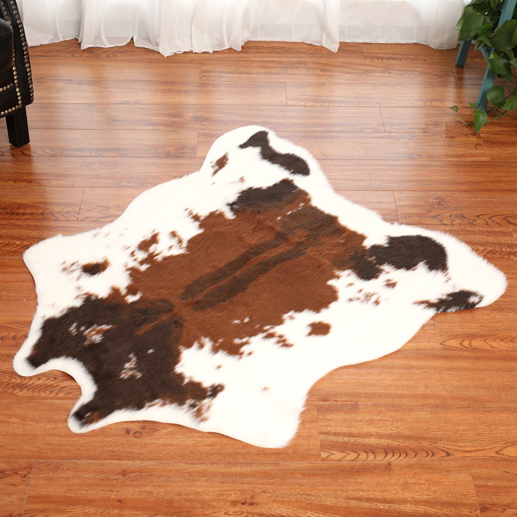 Simulation Cowhide Rug Cowskin Print Cow Hide Faux Carpet Shopee