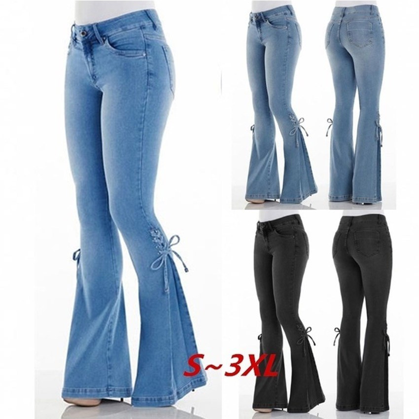 women's low rise bell bottom jeans