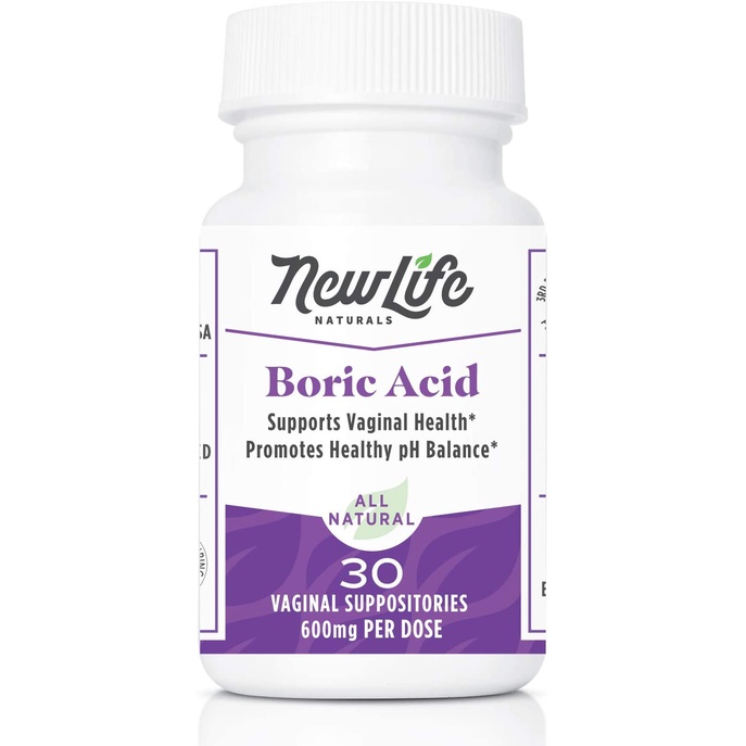 NewLife Naturals Boric Acid Medical Grade Vaginal Suppositories 600mg