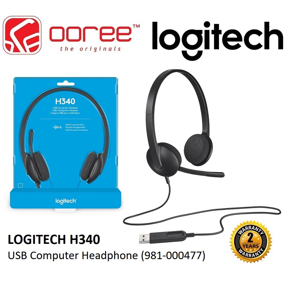 LOGITECH H340 USB COMPUTER HEADSET HEADPHONE WITH DIGITAL AUDIO & NOISE
