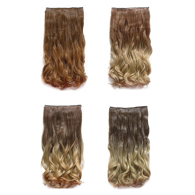 24 Ombre Color Clip In Hair Extensions One Piece Long Wavy Curly