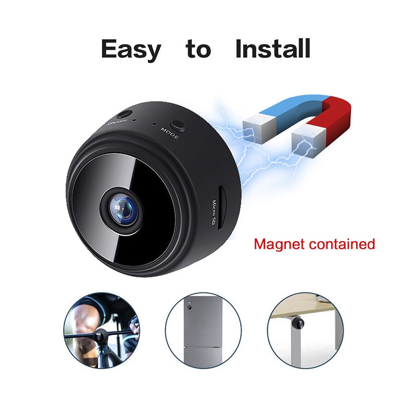 1080P HD A9 Hidden Camera Spy Camera Mini Camera CCTV Camera Wifi Connect to Cellphone Wireless WiFi IP Network Monitor webcam Security Camera home living DVR Night Vision Camera 【Bluey】