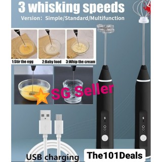 🌟SG Hand Blender Rechargeable Foamer Whisk Mixer Portable Frother Electric Egg Beater Drinks Milk Coffee Cake
