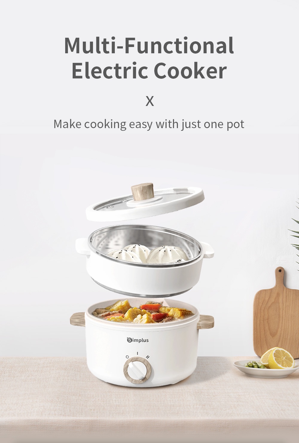 Simplus Electric Cooker With Steamer Multicooker Hot Pot Frying Pan ...