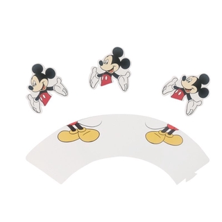 24 pcs Disney Mickey Mouse Cartoon Birthday Party Cake Decorations Supplies Minnie Cupcake Wrappers & Toppers Christmas Supplies #8