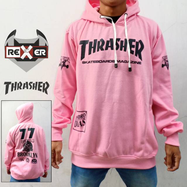 pink thrasher sweater