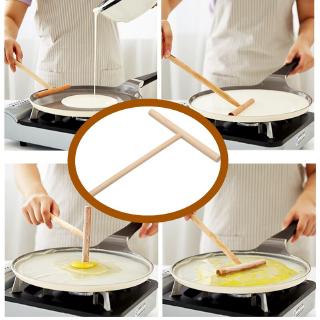 Pancakes Fruit Rake Round Pancake Tools T-shaped Wooden Crepe Egg Cake Scraper