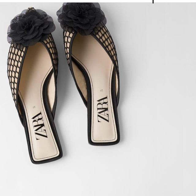 zara flat mesh mules