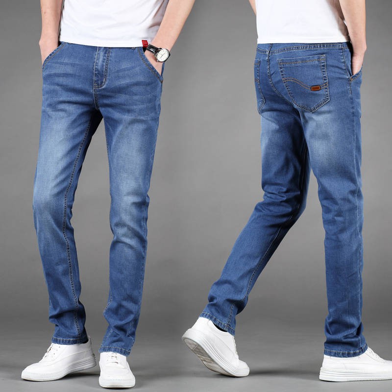 Boyfriend Pants Jeans Male Thin Section Men High Elastic Cotton Loose Straight Shopee Singapore