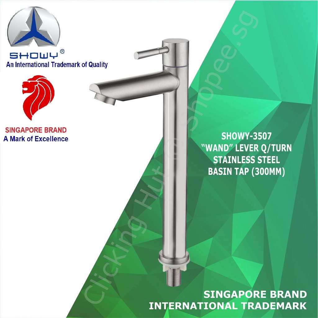[SG LOCAL SELLER] SHOWY WAND LEVER Q/TURN STAINLESS STEEL BASIN TAP ( A