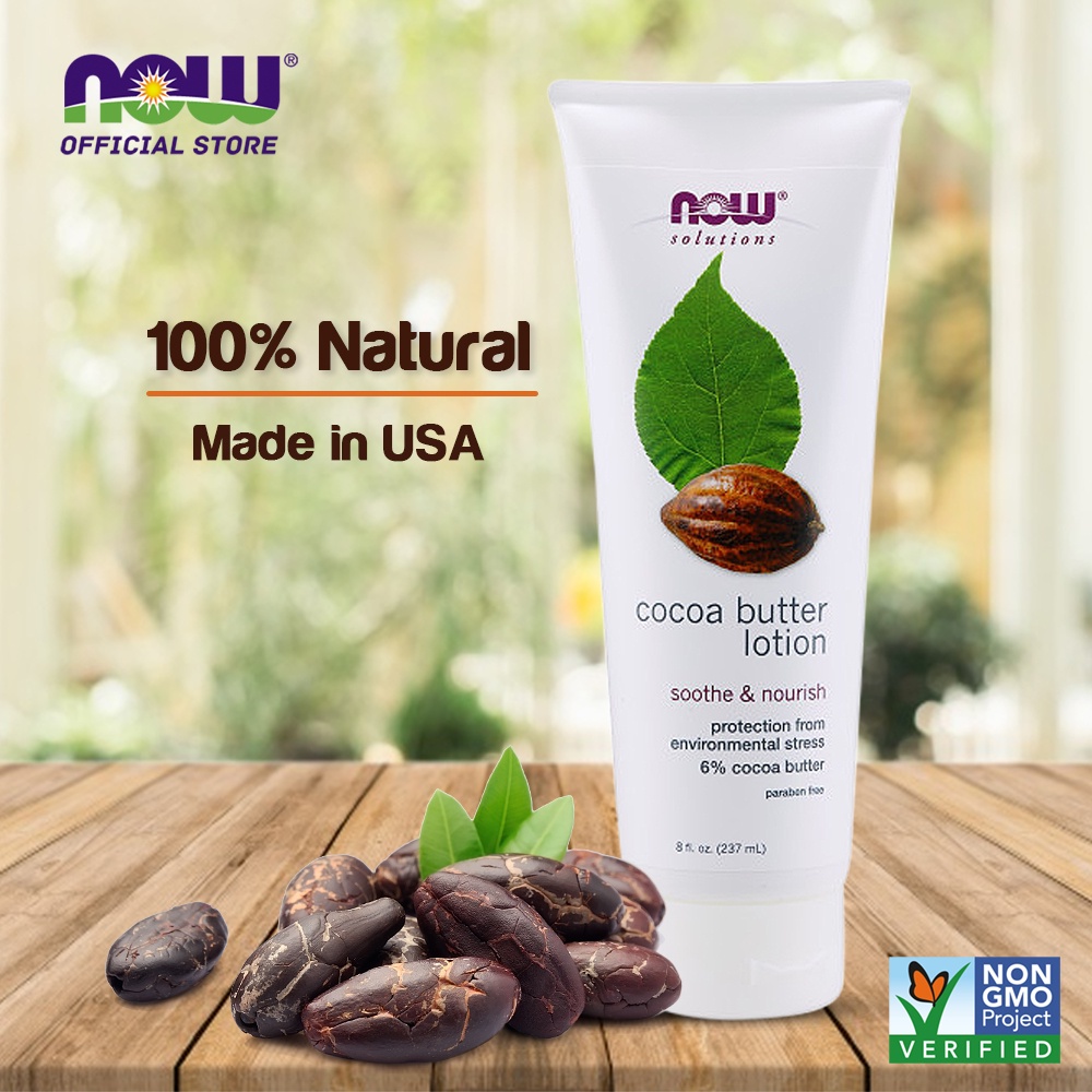 NOW Solutions, Cocoa Butter Lotion for Dry and Flaky Skin, with Aloe Vera,  Allatonin and Almond Oil, 8 fl oz (237 ml) | Shopee Singapore