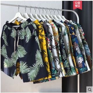 Summer Flower Shorts Men ins Loose Large Size Beach Pants Ice Silk Big Trendy Brand Quick-Drying Outer Wear Five-Point