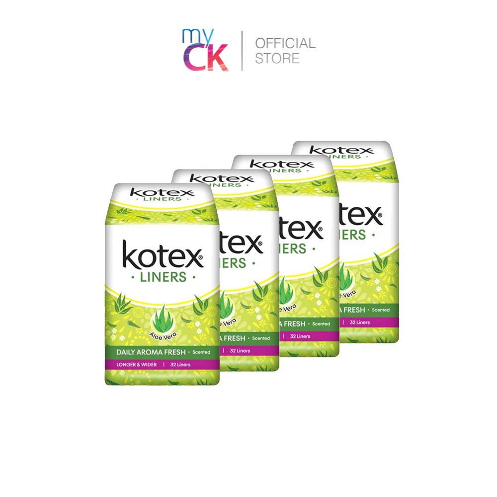 (Bundle of 4) Kotex Pantyliner Fresh Longer & Wider Aloe Vera 175mm 32