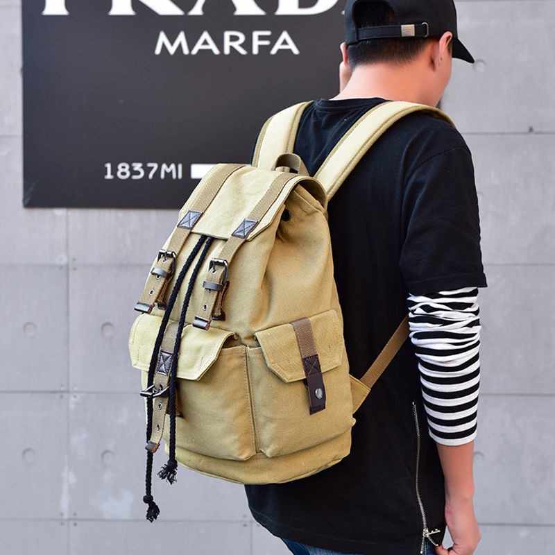 beige backpack men