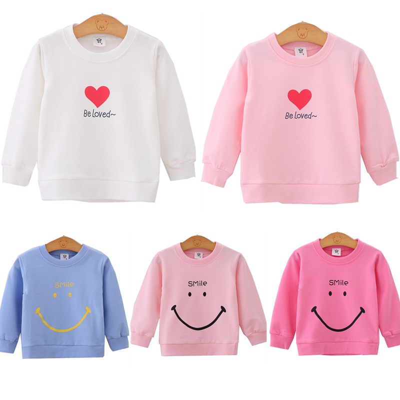 Kids Sweatshirt Boys Girls Long Sleeve T Shirt Smile Heart Printed Sweater Children Clothes Shopee Singapore