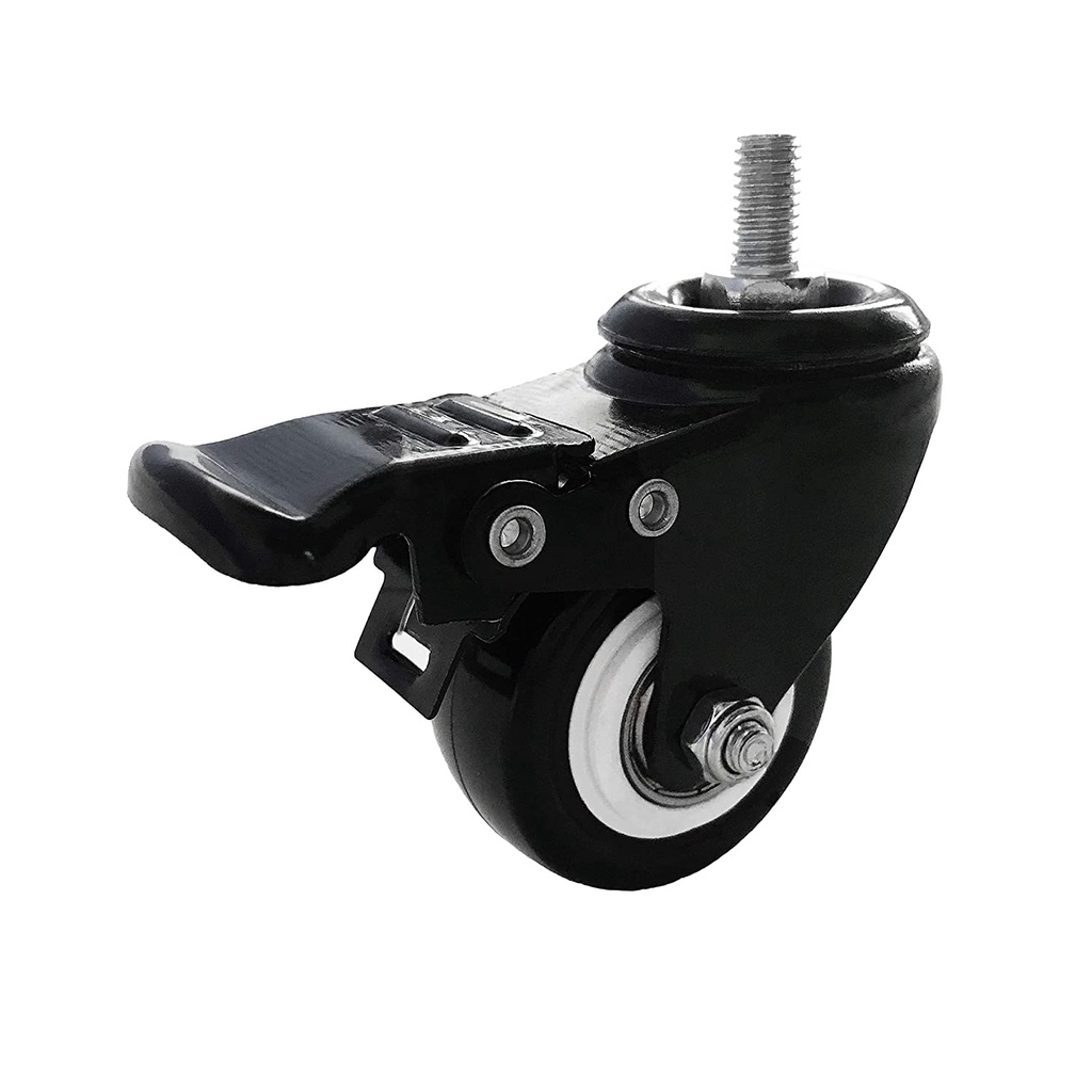 2 inch M8 15mm Threaded Locking Caster Wheels, Set of 4, Swivel