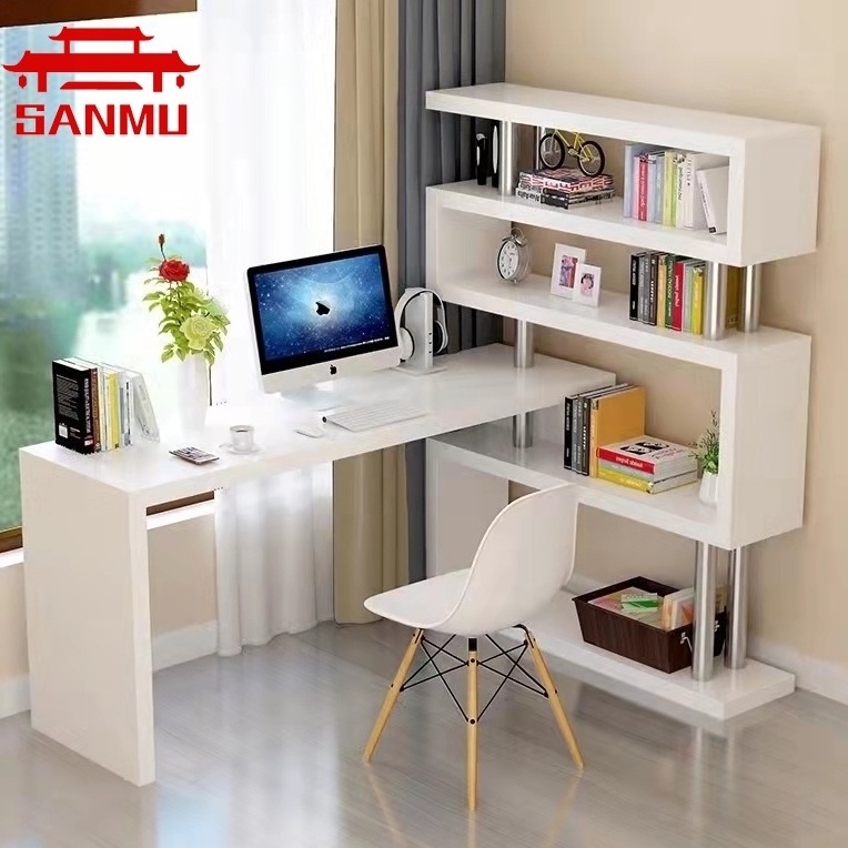 laptop table with bookshelf